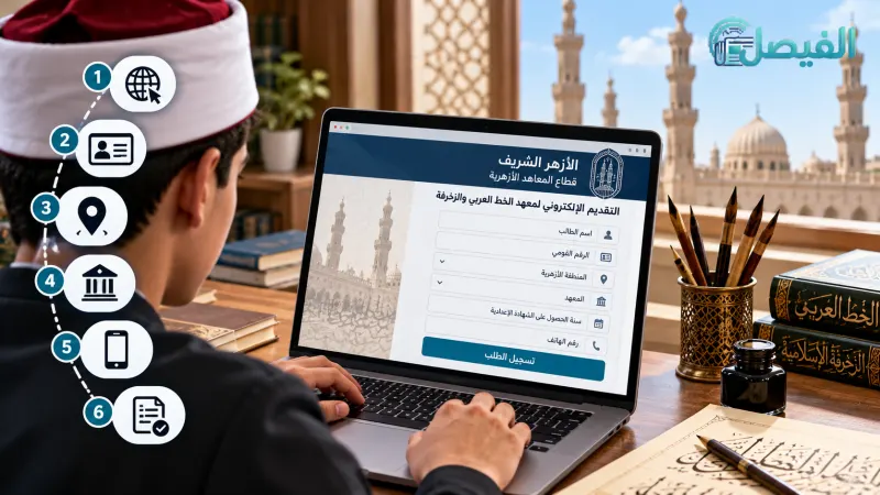 خطوات التسجيل الإلكتروني بمعهد الخط العربي والزخرفة بالأزهر للعام الدراسي 2026/2027