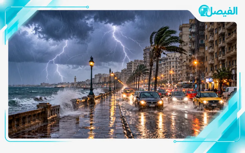 أمطار رعدية تضرب الإسكندرية