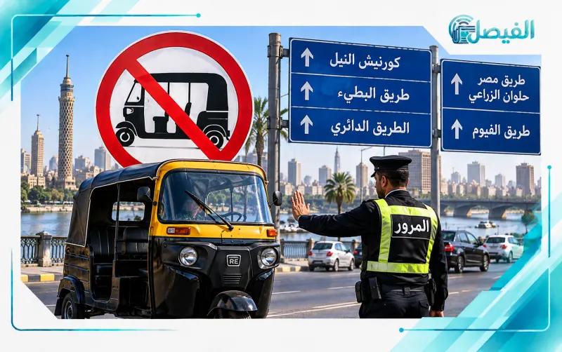 التوك توك ممنوع هنا.. 5 طرق رئيسية بالقاهرة يبدأ حظر السير بها السبت